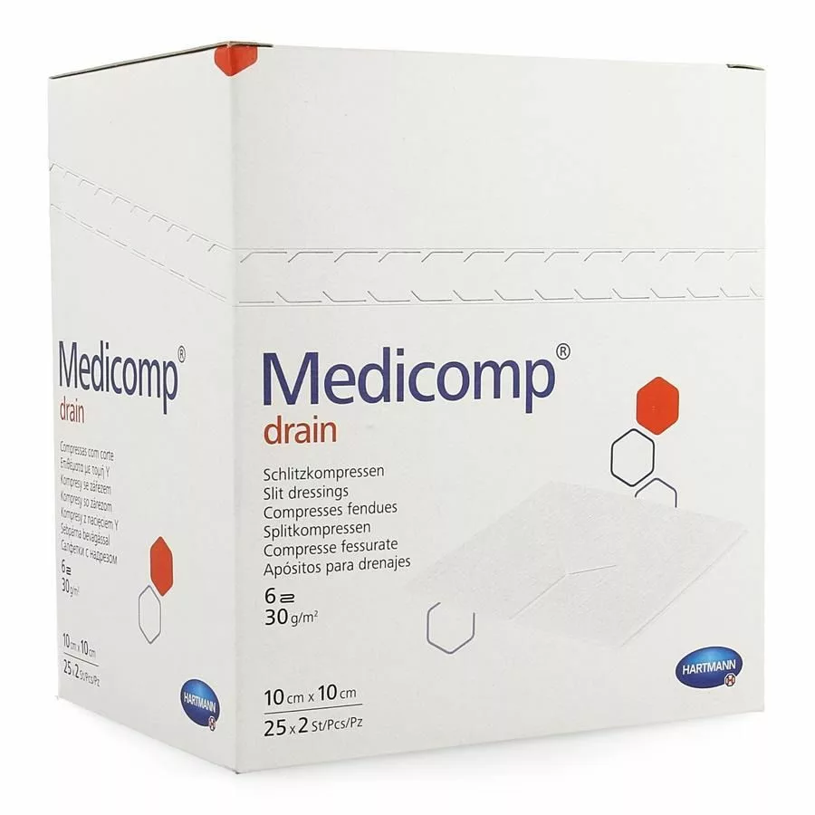 MEDICOMP drain 10x10cm 6l st. 25x2 p/s