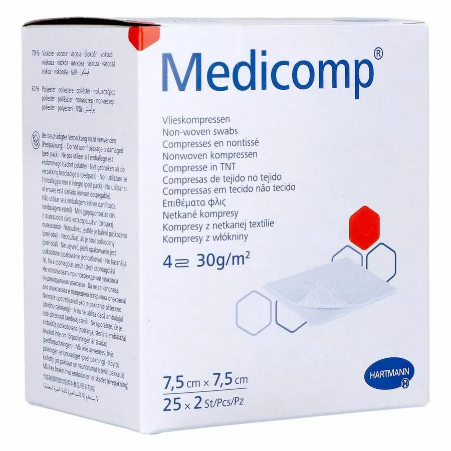 MEDICOMP 7,5x7,5cm 4l. st. 25x2 p/s