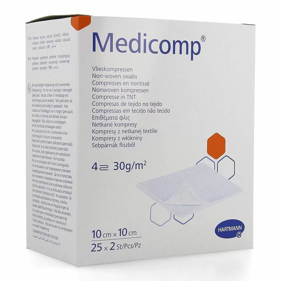 MEDICOMP 10x10cm 4pl. st. 25x2 p/s