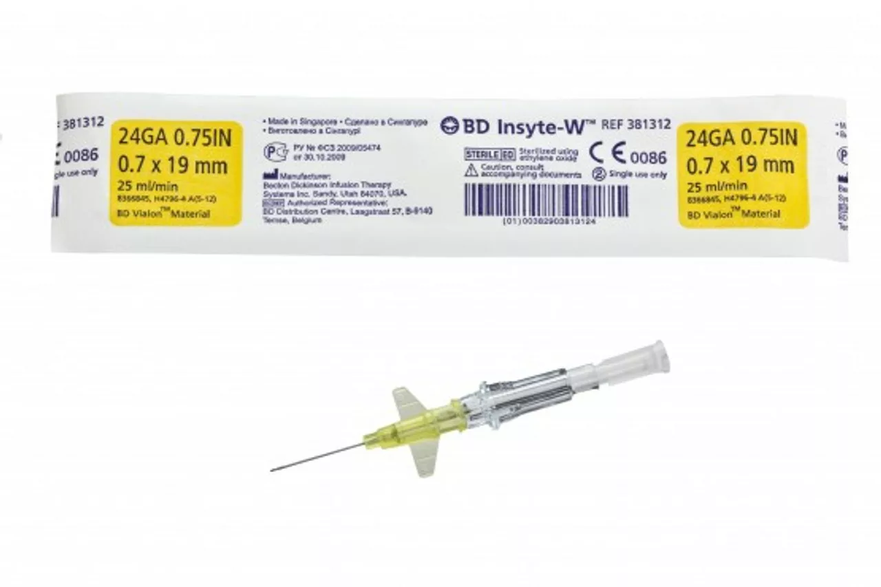 BD Insyte-w Katheter 24g 3/7 0,7x19mm Geel 1 381312