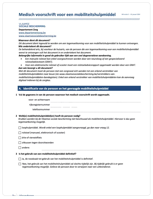 Medisch voorschrift loophulpmiddel