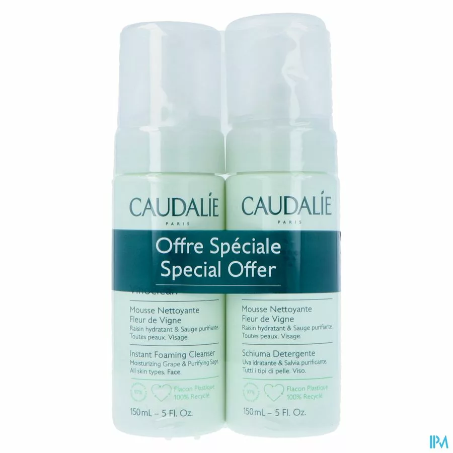 Caudalie Vinoclean Mousse Rein.fleur Vigne 2x150ml