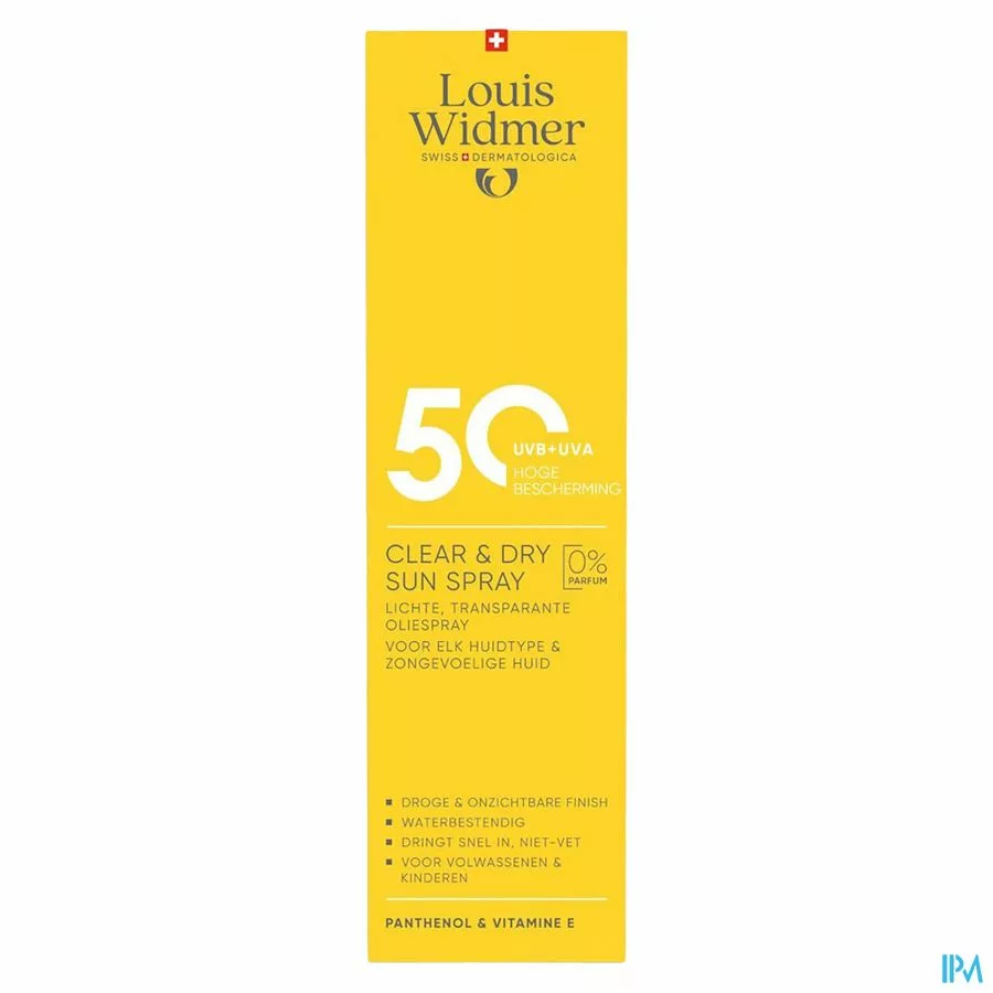 Widmer Clear & Dry Sun Spray 50 Zonder Parfum 200ml