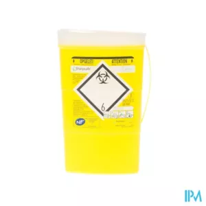 Sharpsafe® 5th GEN. 0,45 L "Clear" opening - FR/NL label Volledige opening zonder afkoppeling