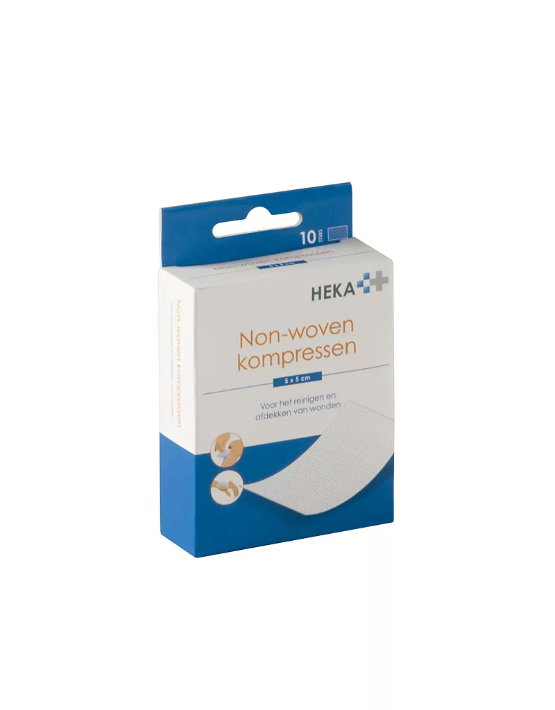 Heka non-woven kompres 5 x 5 cm steriel - 8 lagen