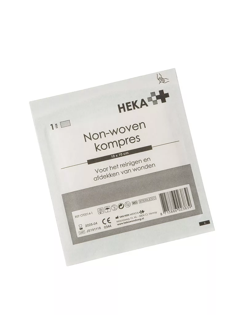 Heka non-woven kompres 10 x 10 cm steriel - 4 lagen